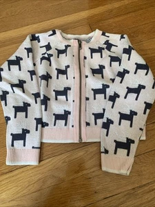 Tea Collection Girls Reindeer Zip Up Sweater Small 4-5 Pink - Picture 1 of 3