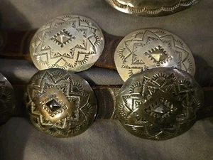 VINTAGE STERLING SILVER BELT BUCKLE W/16 ACCENT PIECES - Picture 1 of 6