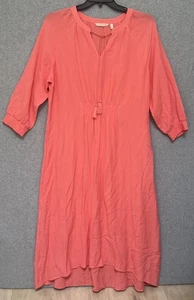 Soft Surroundings Maxi Dress Size XL Salmon Pink Boho Garden Peasant Tassel Neck - Picture 1 of 13