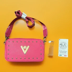 Valentino Orlandi- Hot Pink Studded Crossbody Camera Bag- Style # V-3003 NWT - Picture 1 of 14