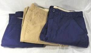 3 Pairs GAP Kids Lived-In Khakis School Uniform Pants - Navy Blue & Tan Size 16 - Picture 1 of 8