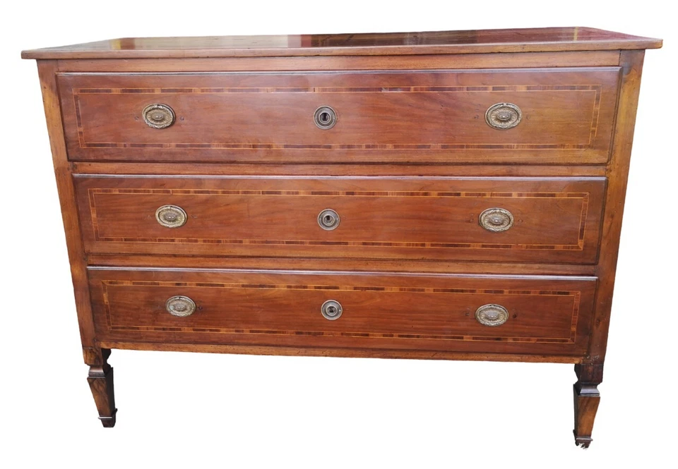 Raro ed elegante Cassettone Luigi XVI Emiliano intarsiato Rolo - Immagine 1 di 4