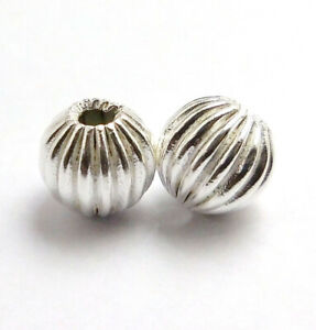30 Pcs 8mm Corrugated Bead Sterling Silver Plated Jewelry Making  AS-318