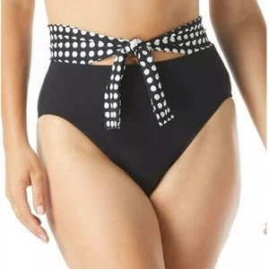 NEW Coco Reef Womens Black High Waist Bikini Swim Bottoms Lure Tie, swimwear L - Picture 1 of 14