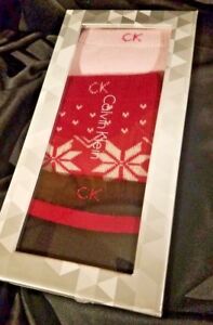 Calvin Klein 3 pair Womens Crew Socks Holiday Gift Box Red Pink Black SHIPS FREE