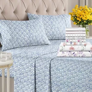 4 Piece Floral Sheet Set, Soft & Wrinkle-Free W/ Elegant Designs by CGK Linens - Picture 1 of 47