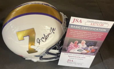 Ja'MARR CHASE SIGNED LSU TIGERS SCHUTT WHITE 7 MINI HELMET JSA COA - Image 1 of 2
