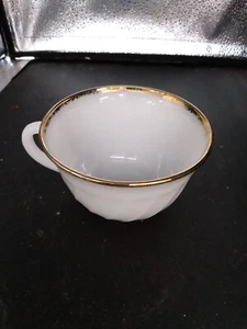 Vintage Fire King Gold Trim Milk Glass Swirl Tea Coffee Cups (LC) - Picture 1 of 7