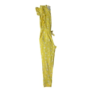 Free Style by Art Class Girls Yellow Jumpsuit Size 6/6X Ruffle Floral Romper - Picture 1 of 4