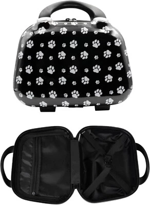 Hard Shell Travel Cosmetic Case, 12 Inch Mini Toiletry Bag, Strap, Dog Paws - Image 1 of 4