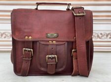 Men's Leather Vintage Messenger Shoulder Laptop Bag Briefcase (Small Handbag)