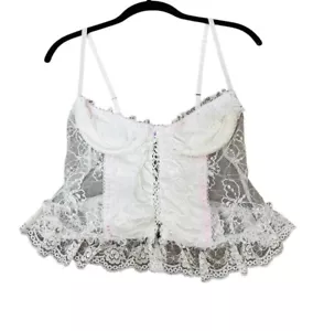 Vintage Frederick’s Of Hollywood Lace Ruffle Bustier Lingerie Corset Coquette - Picture 1 of 7