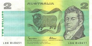 Australia  $2  ND. 1985  P 43e  Series  LDQ  Circulated Banknote LBMt - Picture 1 of 2