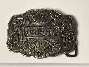 Vintage 1970er Oden Larry Gürtelschnalle Bronze/Messing Ton personalisiert 3"X 2,25" - Bild 1 von 8