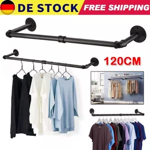 120CM Industrierohr Kleiderstange Garderobenstange Wandmontage Organizer Ständer - Bild 1 von 11