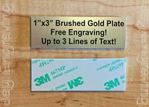 Brushed Gold 1x3 Custom Engraved Sign Plate Plaque | Pet Name Urn Sports Trophy - Picture 1 of 3