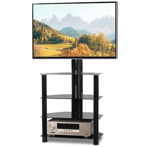 Universal Corner Swivel TV Stand with 4-Tier Shelf for Flat TV up to 70 inch - Picture 1 of 12