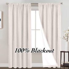 Linen Textured 100% Blackout Curtains for Bedroom Waterproof Room Darkening Wind