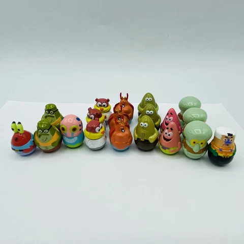 LOT 19 SPONGEBOB Weeble Wobble Mini Figures Frankford Krabs Sandy Gary Patrick Cover