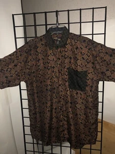 Men's MAXDECO 100% Silk S/S Buttonfront Colorblock Shirt size S/M - Picture 1 of 5