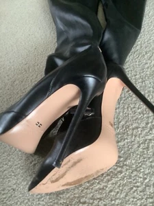 39 Botas Elisabetta Franchi Negras Cuero Súper Suave Hasta el Muslo, Sobre la Rodilla. - Imagen 1 de 6