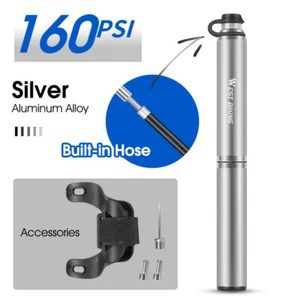 WEST BIKING Mini Bike Bicycle Pump Aluminum Alloy Ball Pump Tire Inflator 160PSI - Picture 1 of 12