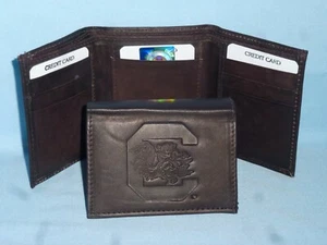 SOUTH CAROLINA GAMECOCKS Leather TriFold Wallet NEW dkbr 3 m1 - Picture 1 of 4