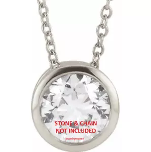 COLGANTE DESLIZANTE GALERÍA bisel redondo de oro blanco de 18k de 8 mm 2 quilates ajuste HECHO EN EE. UU. - Imagen 1 de 4