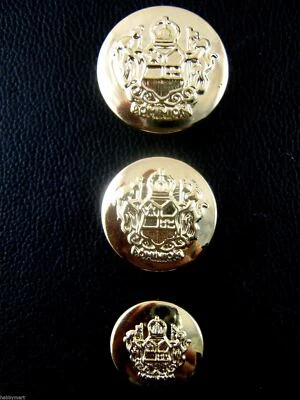 Round Gold Plastic Crested Blazer Buttons With Shank - 15mm 18mm 21mm - CX23 - Image 1 of 4
