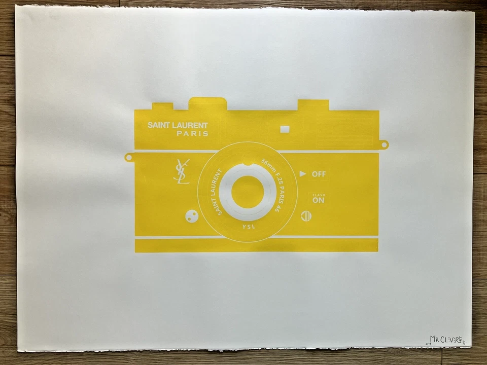 Papel de pintura serigrafía original arte callejero Mr Clever Art 22x30 cámara amarilla Foto 1 de 1