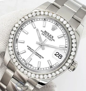 Rolex Datejust Midsize 31mm 178240 White Index Watch With 0.95ct Diamond Bezel - Picture 1 of 7