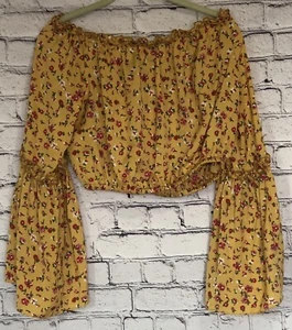 THE FIFTH LABEL Women's Top Cropped Long Sleeve Size Medium Multicolor Boho EUC - Picture 1 of 7