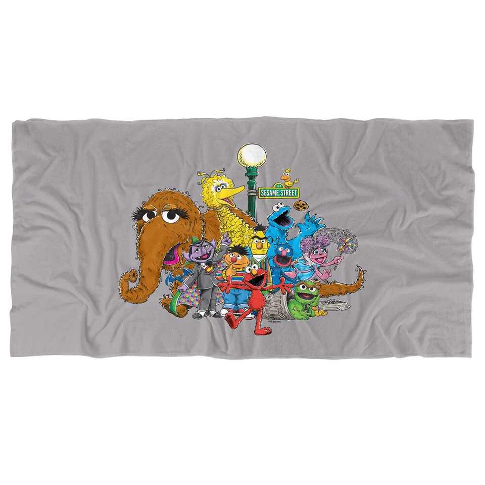 Toalla de playa con licencia oficial Sesame Street Group Street Light 30"x60" Foto 1 de 4