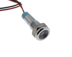 24VDC Metal LED Signal Indicator M6 Waterproof Wire Lead - White - Imagen 1 de 1