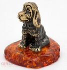 Solid Brass Amber Figurine of Beagle Dog IronWork