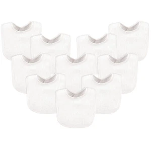 Luvable Friends Baby Cotton Terry Bibs 10pk, White, One Size - Picture 1 of 1