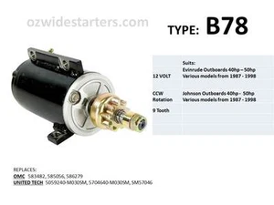 Evinrude / Johnson starter motor suits 40hp-50hp from 1987-2005 - Picture 1 of 5