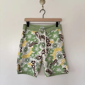 Vtg Miken Board Shorts Men Small Floral Hawaiian Swim Trunks Beach Surf 90s Y2K - Picture 1 of 21