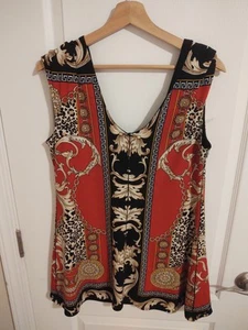 Top para mujer XL elegante guepardo rojo y cadenas único - Imagen 1 de 3