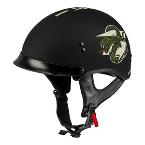 Gmax HH-65 DRK1 Matte Black/Bone Half Helmet w/ Peak Visor Adult Sizes SM - 2X - Bild 1 von 3