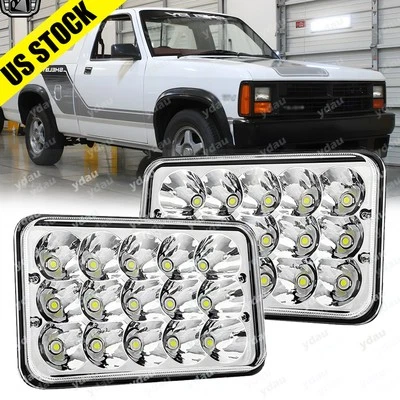 Faros LED cromados de 4x6" haz sellado alto/bajo para camioneta Dodge Dakota 1987-1990 Foto 1 de 4