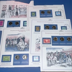 Set storico Washington pannello timbrato quarto USA non circolato - Foto 1 di 15