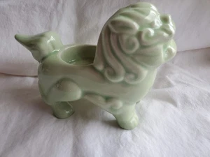 VINTAGE MCM Light Green Ceramic Foo Dog Candleholder Asian Votive Holder - Picture 1 of 4