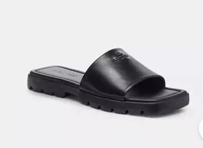 Coach Women’s Fiona Leather Sandal Size 5.5B Color Black CP838 NIB - Image 1 of 2