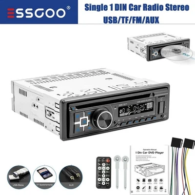 Single 1 DIN Car Stereo Bluetooth CD DVD Player FM AM RDS Radio MP3 USB AUX - Image 1 of 4