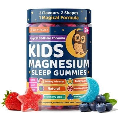 SEA VITALITY Kids Magnesium Glycinate Sleep Gummies – Calm, Focus & Relaxation 2 Month Supply