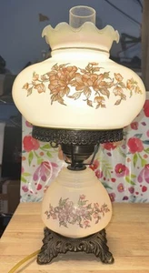 Unbranded Floral Gone With The Wind Hurricane Lamp, 3-way Switch. Tested - Picture 1 of 14