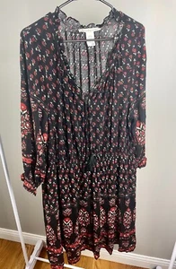 American Rag Boho Peasant Dress Floral-Size Large 3/4 Length Sleeve Plus Size 2X - Picture 1 of 6