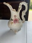 Vintage Capodimonte Pitcher Vase Porcelain Flowers Floral Made in Italy