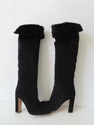 Botas Gianvito Rossi negras de gamuza hasta la rodilla forradas de piel de oveja talla 38,5 EUR Foto 1 de 4